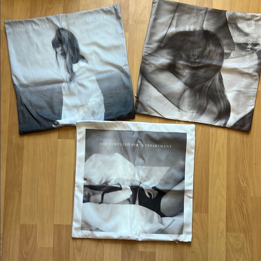 Taylor Swift 17x17 set of 3 Pillow cases Black and Gray